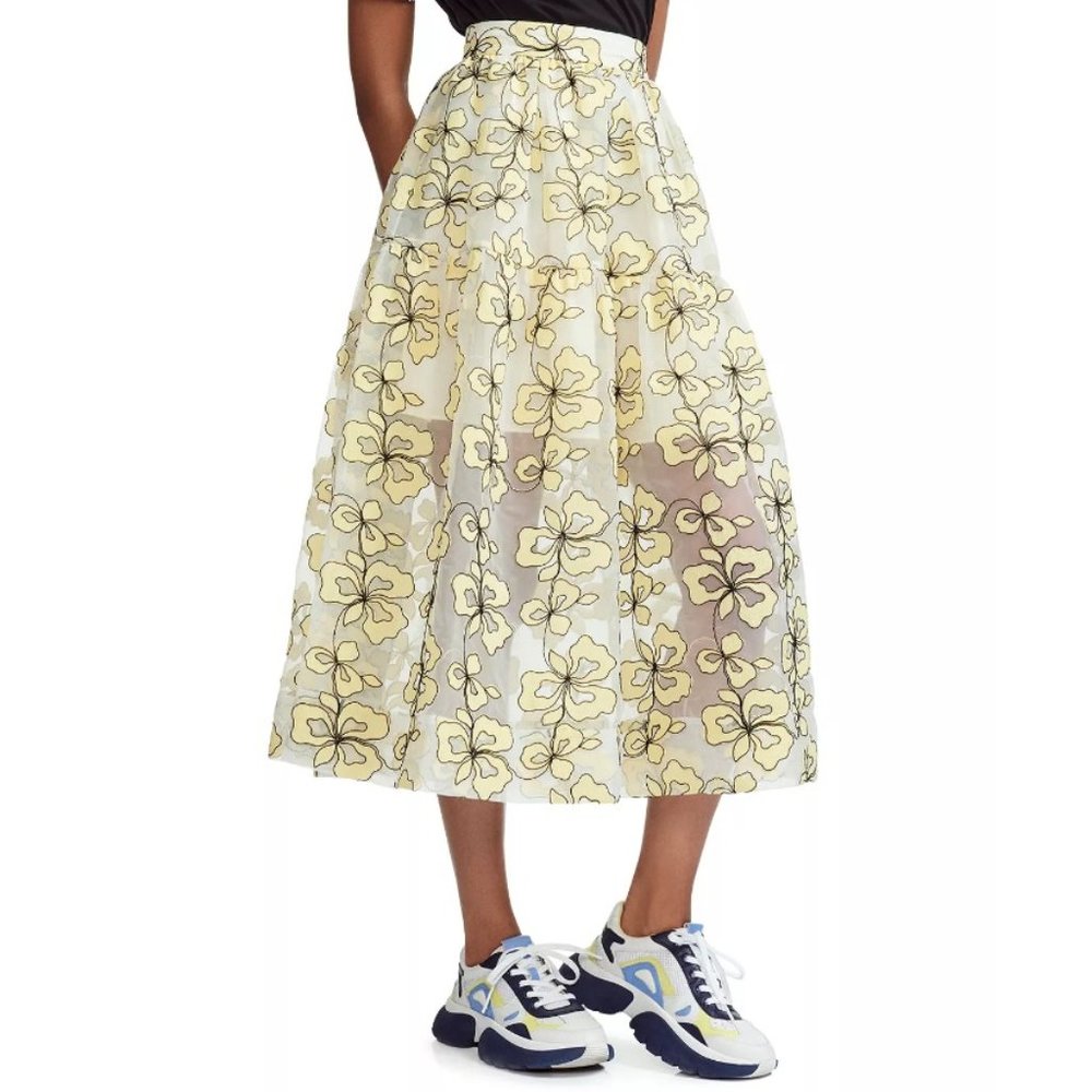 Maje: Jizia Floral-Embroidered Midi Skirt